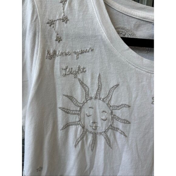 NWOT Johnny Was embroidered white short sleeve t shirt, Small $198 A1 - Picture 2 of 9